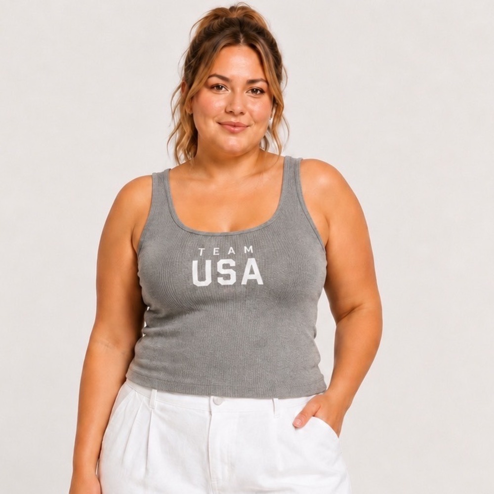 SKIMS Soft Lounge Tank Top Team USA Heather Gray 3X